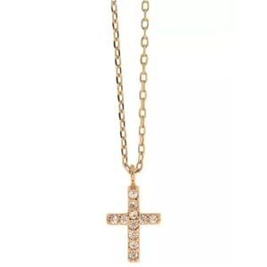 New 18K Gold Plated Cubic Zirconia Cross Necklace